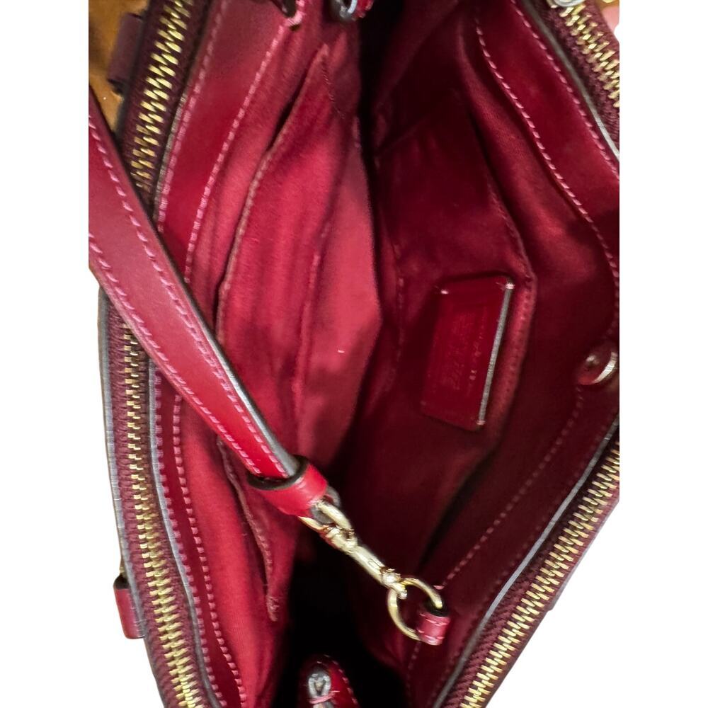 Coach Mini Brooke Carryall satchel signature canvas cherry red/burgundy detail - Picture 6 of 8